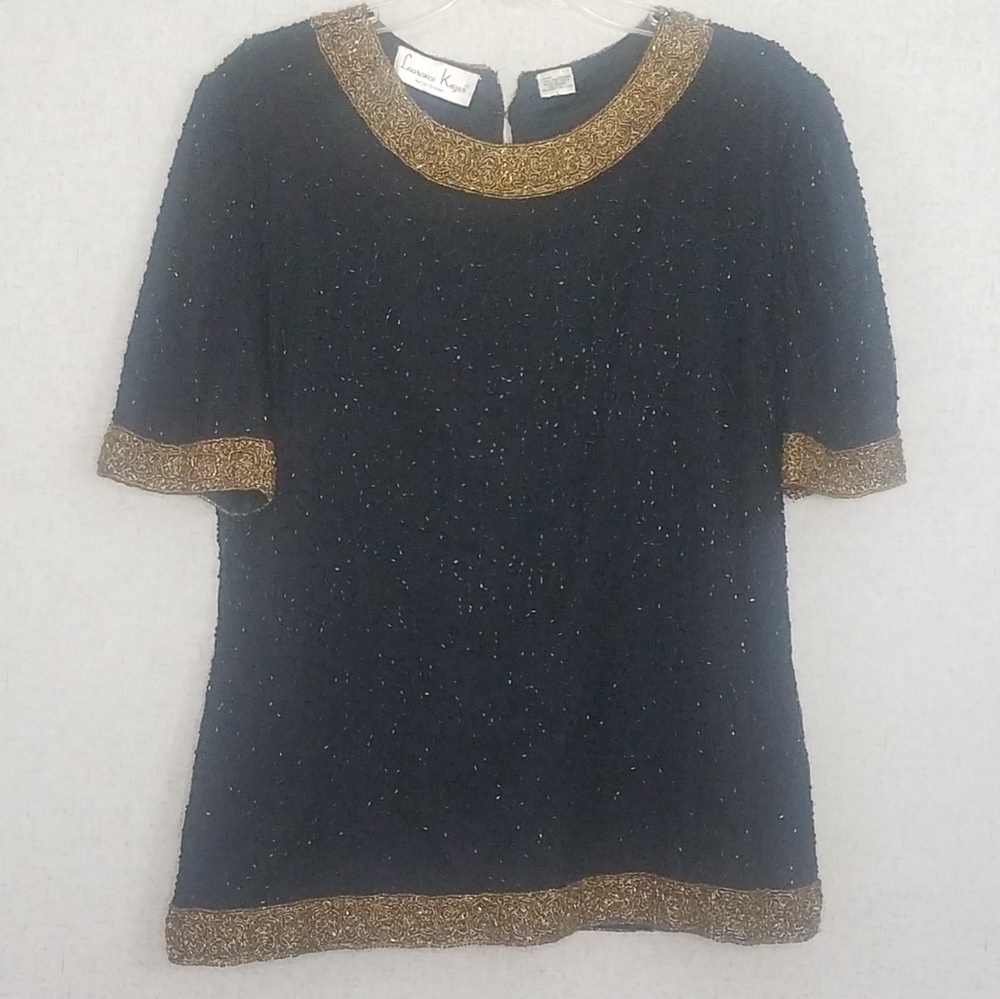 Laurence Kazar Beaded Silk Top